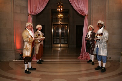 The Washington Ballet's 2008 spring gala took inspiration from the dance company's production of 'Cinderella' and included servers dressed as footmen in classical costumes and white wigs.