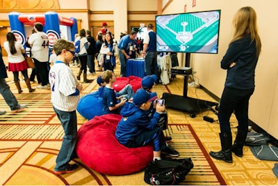The event had plenty of games for families including 'Cubs Family Feud' presented by MasterCard and 'Cubs Bingo' presented by Budweiser. There was also an area plied with beanbag chairs and baseball-theme video games.