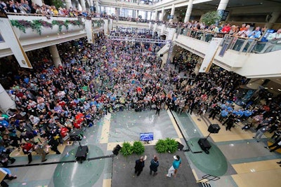 Thousands of attendees gathered in the lobby of the Orange County Convention Center for the show's opening ceremony, which was broadcast live on the Golf Channel's Morning Drive program.