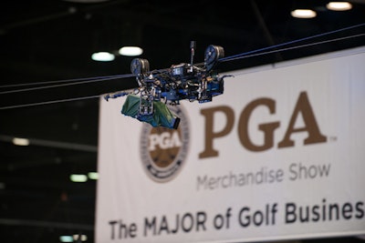 The Golf Channel mounted a camera on a 1,200-foot cable above the show floor to provide a bird's-eye view of the exhibitors and activities.