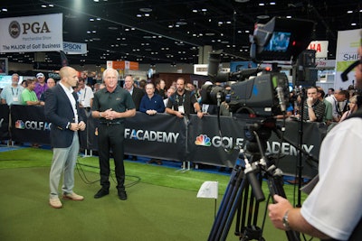 Golfer Greg Norman interviewed P.G.A. of America C.E.O. Pete Bevacqua for a live broadcast on Fox’s Varney & Company program.