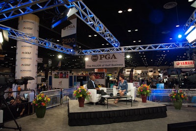 The Golf Channel created a 6,000-square-foot elevated studio on the show floor that included two interview areas and a demonstration area.