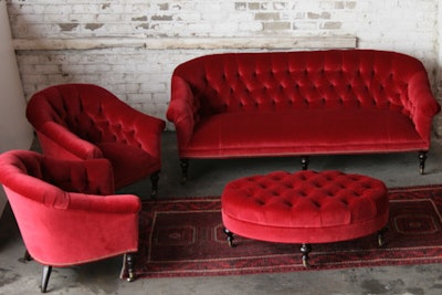 'The Ruby Red collection from Bridge Furniture & Props is my favorite furniture to use for a speakeasy party.” —DeJuan Stroud of DeJuan Stroud Inc. in New York The Ruby Red furniture collection, from $295 to $895, available in New York from Bridge Furniture & Props
