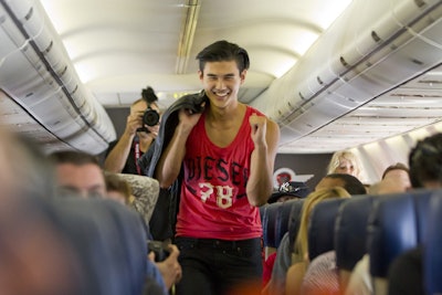 Southwest turned its flight 904 from New York LaGuardia to Chicago Midway into a fashion show in the air in partnership with Chicago's Magnificent Mile Association.