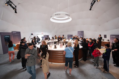 The action inside the Nespresso Dome San Francisco where guests could sample Nespresso's VertuoLine coffee (108 Day Invasion Tour_Nespresso Dome)