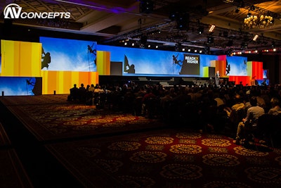 Ciena event with 3D projection mapping on stage for event presentations