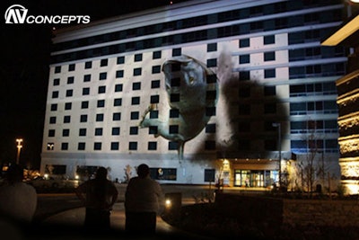 Wildhorse Casino grand opening event with projection mapping on the entire building