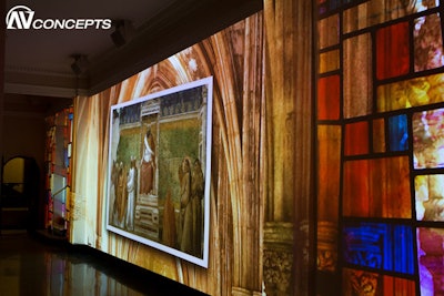 Monastery projection mapped lobby installation for visitors
