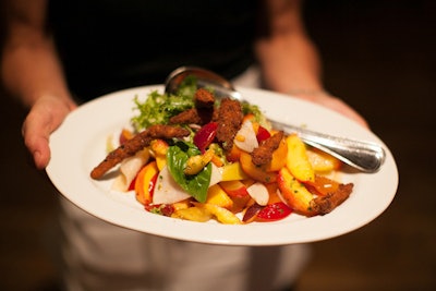 Summer Peach & Fried Okra Salad, Catering by Reynard at Wythe Hotel Brooklyn