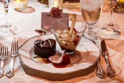 In keeping with the 'Richness of Romance' theme, Along Came Mary's three-course menu included duets for each course—including a dessert duet of champagne and truffles.