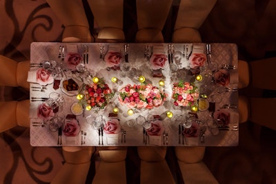 For the winter Television Critics Association press tour, Hallmark hosted a three-course dinner with a romantic feel to underscore the network's Valentine's Day programming.