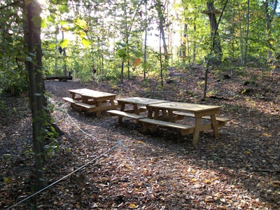 Some of the many picnic tables at The Adventure Park
