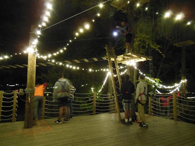 The Adventure Park starating platform at night