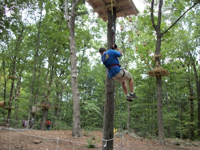 Descending from an Adventure Park aerial trail