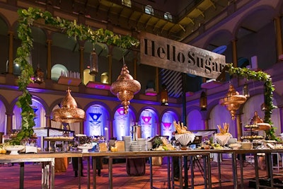 The expansive dessert bar, dubbed Hello Sugar, served a mix of small confections, chocolate lollipops, dessert cups, and cookies.