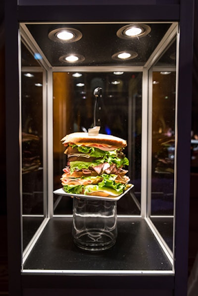 Elevating food to art, Ridgewells created over-the-top food displays encased in glass around the perimeter of its Gallery 85 space.
