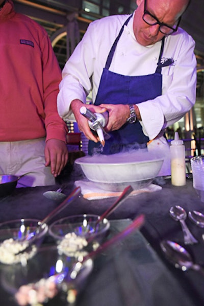 Chef and host Todd Gray created ice cream on site with liquid nitrogen in the Exclusive Experience.