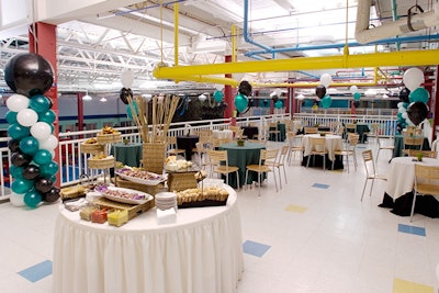 The Field House’s mezzanine offers a casual reception space that complements the fun sports environment.