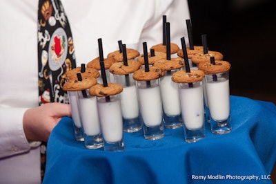 Cookies and milk served with style.