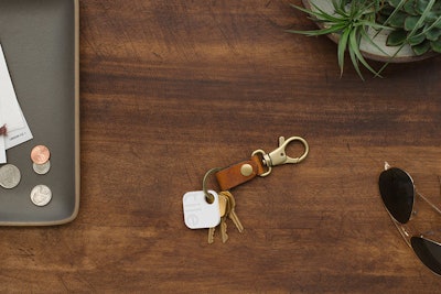 Give guests peace of mind with Tile (from $20 each with logo for bulk orders). Attach the water-resistant device to things like keys, chargers, memory sticks, or wallets, and if the item is misplaced, it can be tracked instantly using the Tile app. The company offers customization for corporate clients, and the Tiles can be left in bulk or individually wrapped.