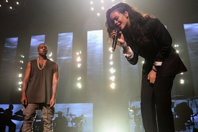 Rihanna and Kanye West at DirecTV's Super Saturday Night Party
