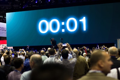 Airbus hid its newest helicopter behind a large screen that also displayed a digital clock that counted down to the reveal.