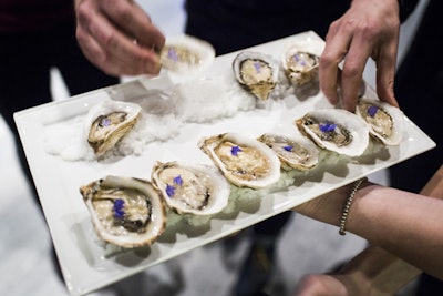 Guests snacked on an elegant presentation of oysters at the TED Prize dinner reception on March 17.