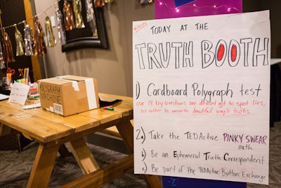 In keeping with TED2015’s theme Truth and Dare, the Truth Booth offered different daily activities curated by TEDActive’s resident so-called 'Truth Fairies.'