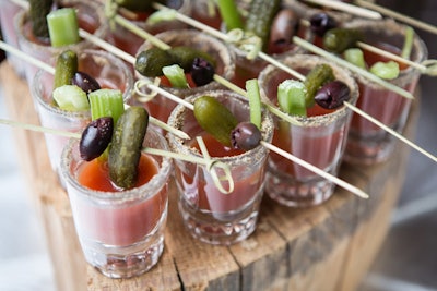 Catering at TEDActive included deconstructed takes on bloody Marys served in shot glasses.