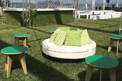Grass green Flattered Tables at private event in Coral Gables