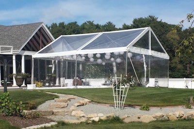 30' x 30' Clear Gable Tent with Lanterns