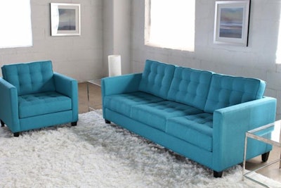 Contemporary blue sofa and chair