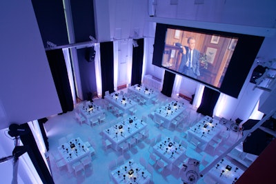 SunTrust Pavilion gala plated dinner featuring projection screen.