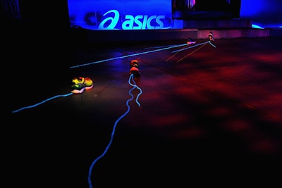 A V.I.P. party featuring a lighting ceremony incorporated Asics footwear into the decor, including illuminated sneakers that dotted the path along the red carpet.
