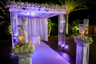 A stunning purple chuppah from a customer's wedding