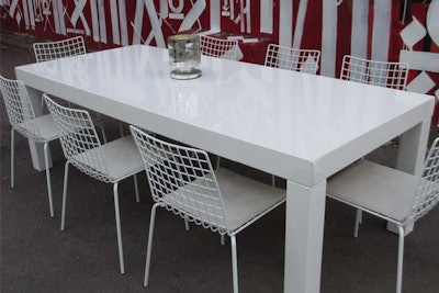 White Wire Chairs and Monaco Table for outdoor event in Wynwood