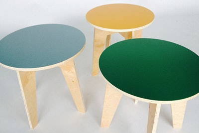 Lakeside Blue, Mango, and Grass Green Flattered Tables