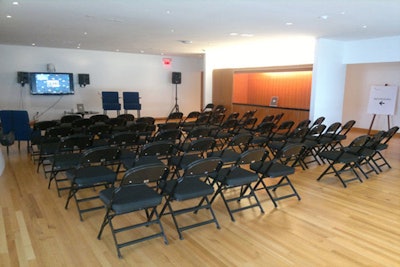 Donors lounge view facing south theater-style seating.