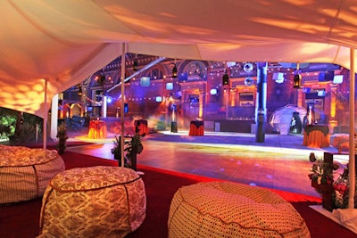 After dinner, the gala traditionally allows guests to return to visit the exhibit upstairs, catch the Imax movie in the theater, or stay for the after-party. This year, the party area was meant to simulate a Bedouin village.