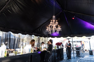 A chandelier hung over the bar for the first night's event.