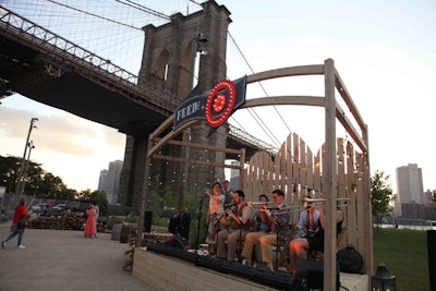 At the Feed for Target launch, a jazz band performed on a custom stage made of raw wood and decked with carnival string lights, which supplied a down-home look and feel.