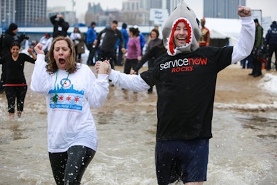 On the winter day, the water temperature of Lake Michigan was 32 degrees.