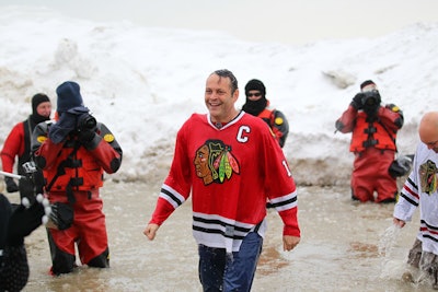 Actor Vince Vaughn served as the 'V.I.P.,' or 'Very Important Plunger,' at the March 1 event. To promote the actor's appearance, a social media campaign used the hashtag #VinnyDippin.