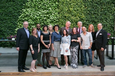 Select San Francisco advisory board members including Anne Marie Rembold, owner, Anna Marie Events; Damon Guidry, global events strategist, Adobe; Elaine Jennings, president elect, ISES Northern California; Joni Binder, committee member, State Department Fine Arts Committee; Jennifer Lee Witherington, vice president of sales, Mana, Allison & Associates; Valerie Ulrich; Lucas Schoemaker, president & executive chef, McCalls Catering & Events; Johanna Walsh, co-founder, Twirl; and Oleg Nakonechny, senior manager, convention services, San Francisco Travel; were joined by Shannon Gurley, founder of Gurley Event Designs, Jon Retsky, owner & lead designer, Got Light, BizBash C.E.O. and founder, David Adler, and BizBash president Richard Aaron to celebrate the launch of BizBash in San Francisco.