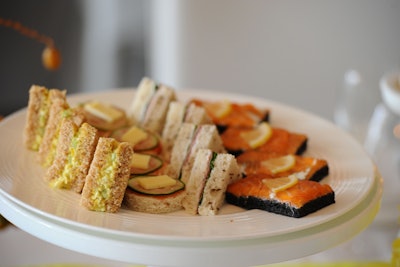 Guests dined on classic finger sandwiches with cucumber, salmon, and egg salad at the Ruinart Champagne event.