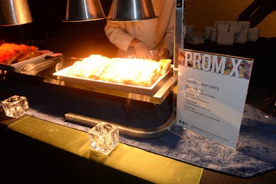 Instead of a plated dinner, the event offered food stations with casual snacks such as savory Pop Tarts in flavors such as 'Pizza Pop.'