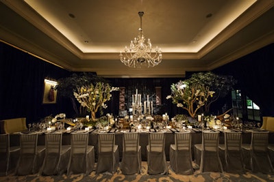 'With a theme of Midnight in the Garden of Good and Evil, a midnight supper tablescape at the St. Regis Atlanta harkened back to the Gilded Age in New York whilst adding a modern Southern twist.'