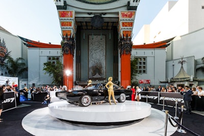 Universal set up display cars outside the TCL Chinese Theatre. The cars had been used in films from the Fast and Furious franchise.