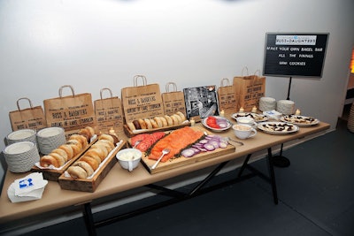 Russ & Daughters provided a spread of traditional New York brunch fare such as bagels, lox, and cream cheese as well as black-and-white cookies.