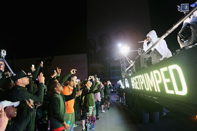 A moving flatbed truck served as Kendrick Lamar's stage during Reebok's ZPump Run.